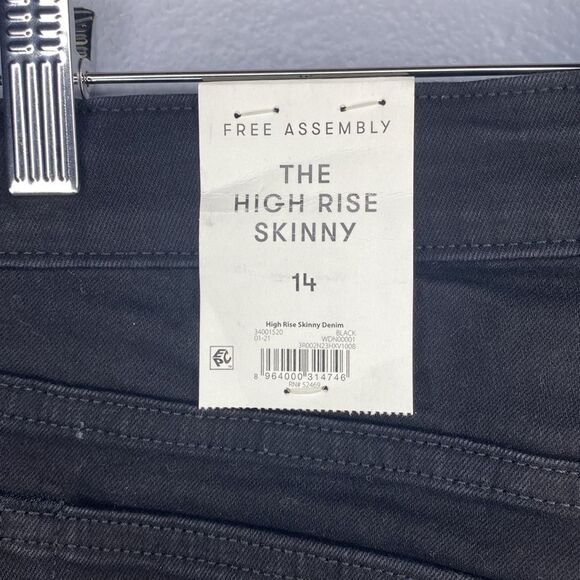 NWT New Free Assembly Black High Rise Skinny Jeans Size 14 - Picture 9 of 12